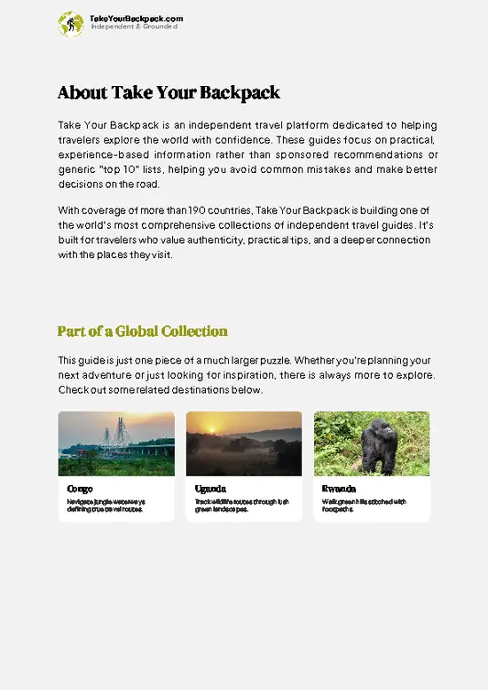 example page 1 from our offline Travel Guide for Democratic Republic of the Congo